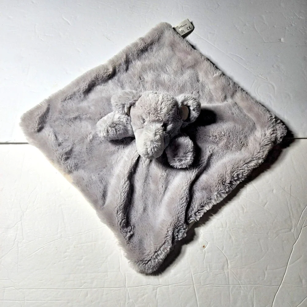 Kellytoy Gray Security Blanket ELEPHANT Rattle Plush Lovey 13